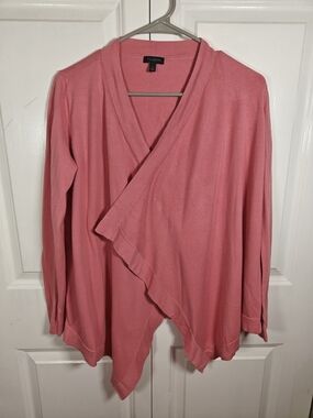 Talbots Draped Open Front Cardigan Sweater Womens Size Small Rose Pink Wrap